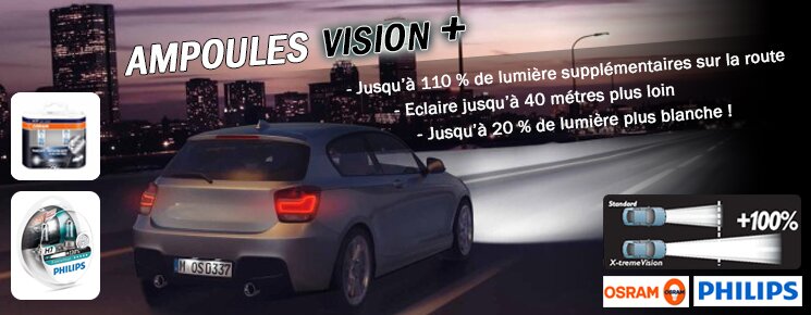 Ampoules Philips X-treme Vision, Osram Night Breaker H7 auto moto voiiture